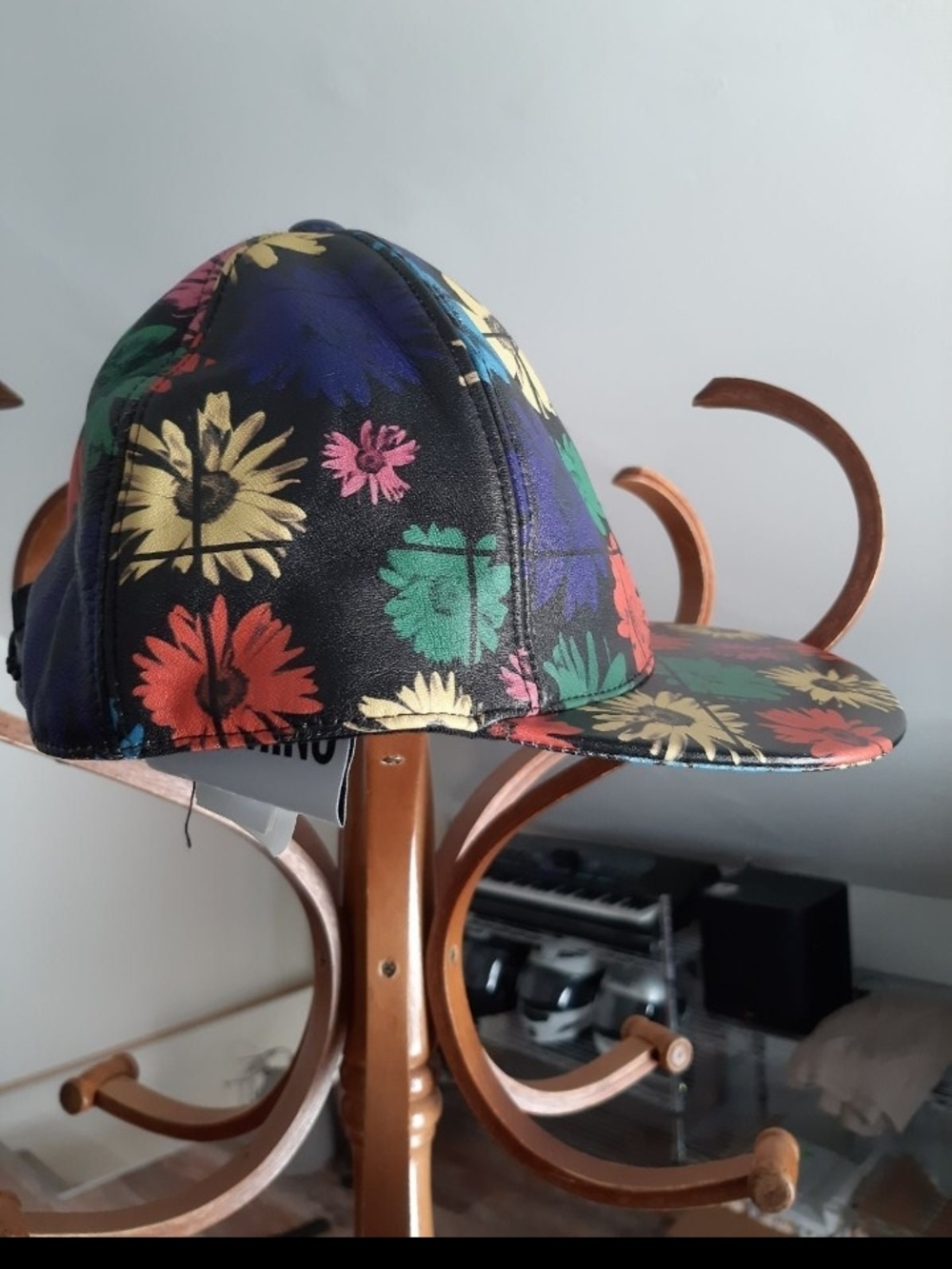Moschino Black Floral Kids Baseball Cap with Multicolor Blooms - Picture 7 of 7
